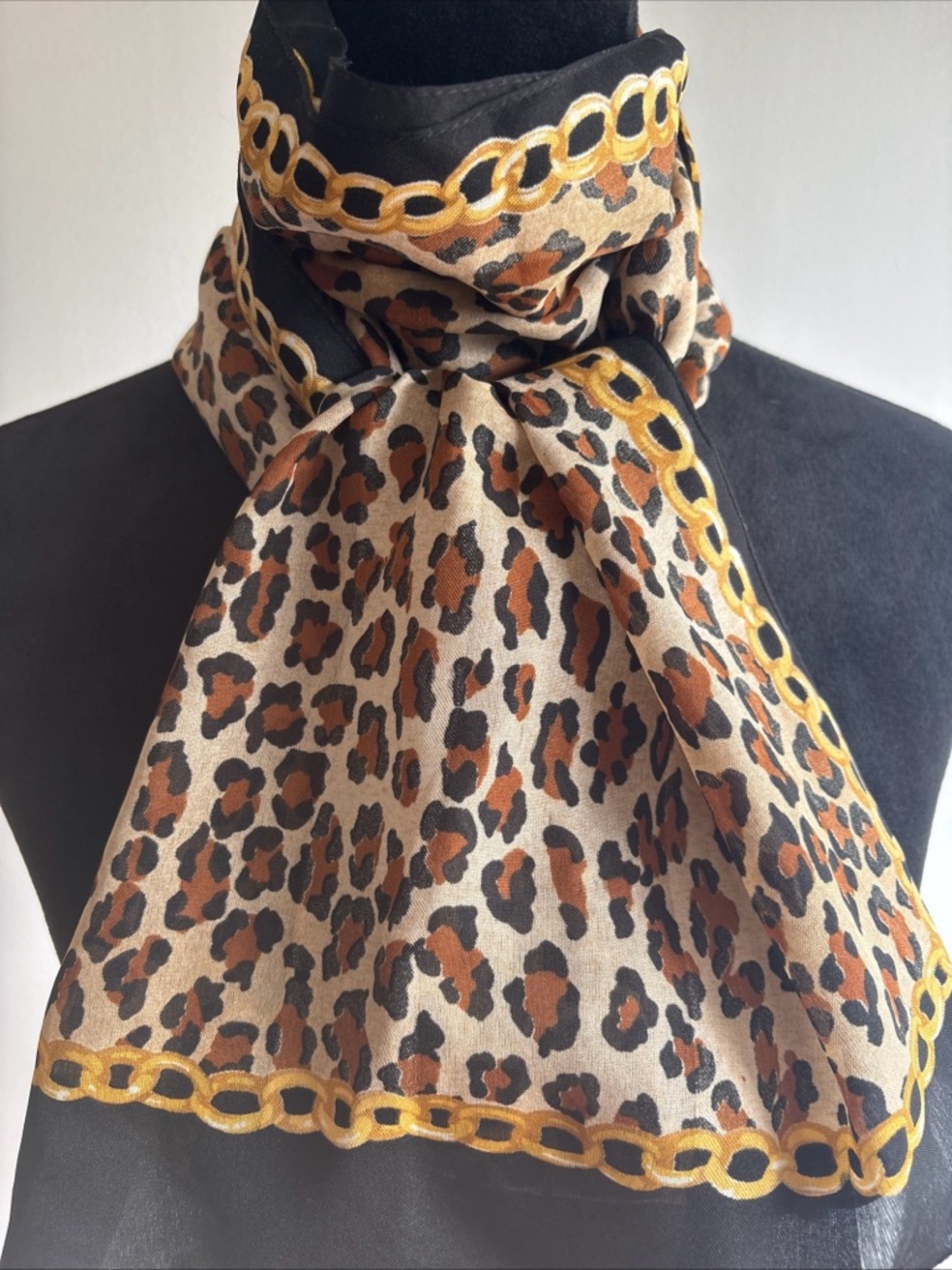 Made In Italy Vintage 80’s signature Chain & Leopard "Barocco" Style print scarf